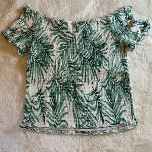 Forever 21 size medium tropical green leaves